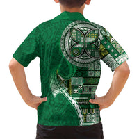 Samoan Siapo Art Tattoo Polynesian Pattern Family Matching Tank Maxi Dress and Hawaiian Shirt Green Color LT03 - Polynesian Pride