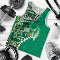 Samoan Siapo Art Tattoo Polynesian Pattern Men Tank Top Green Color - Polynesian Pride