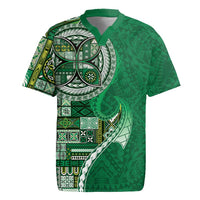 Samoan Siapo Art Tattoo Polynesian Pattern Rugby Jersey Green Color LT03 Green - Polynesian Pride