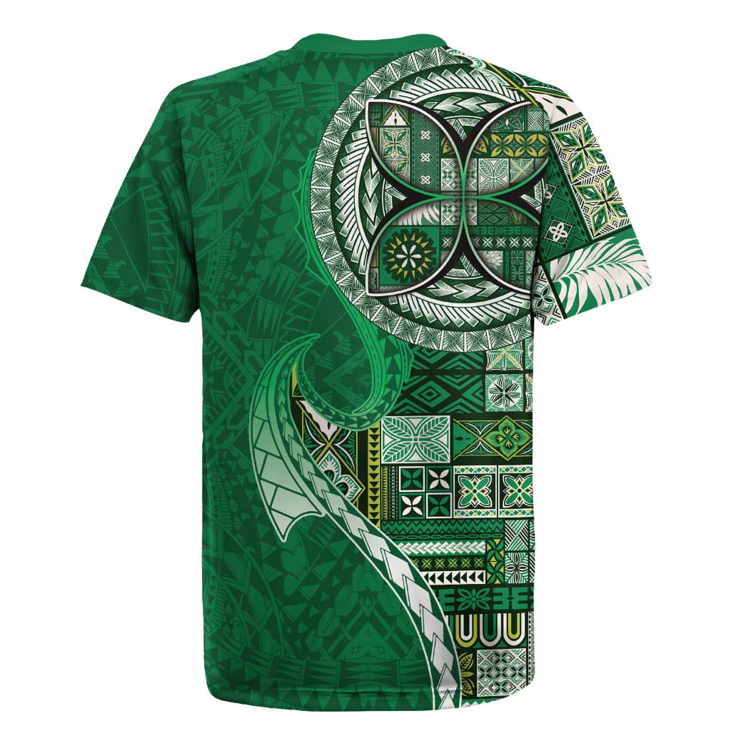Samoan Siapo Art Tattoo Polynesian Pattern Rugby Jersey Green Color LT03 - Polynesian Pride