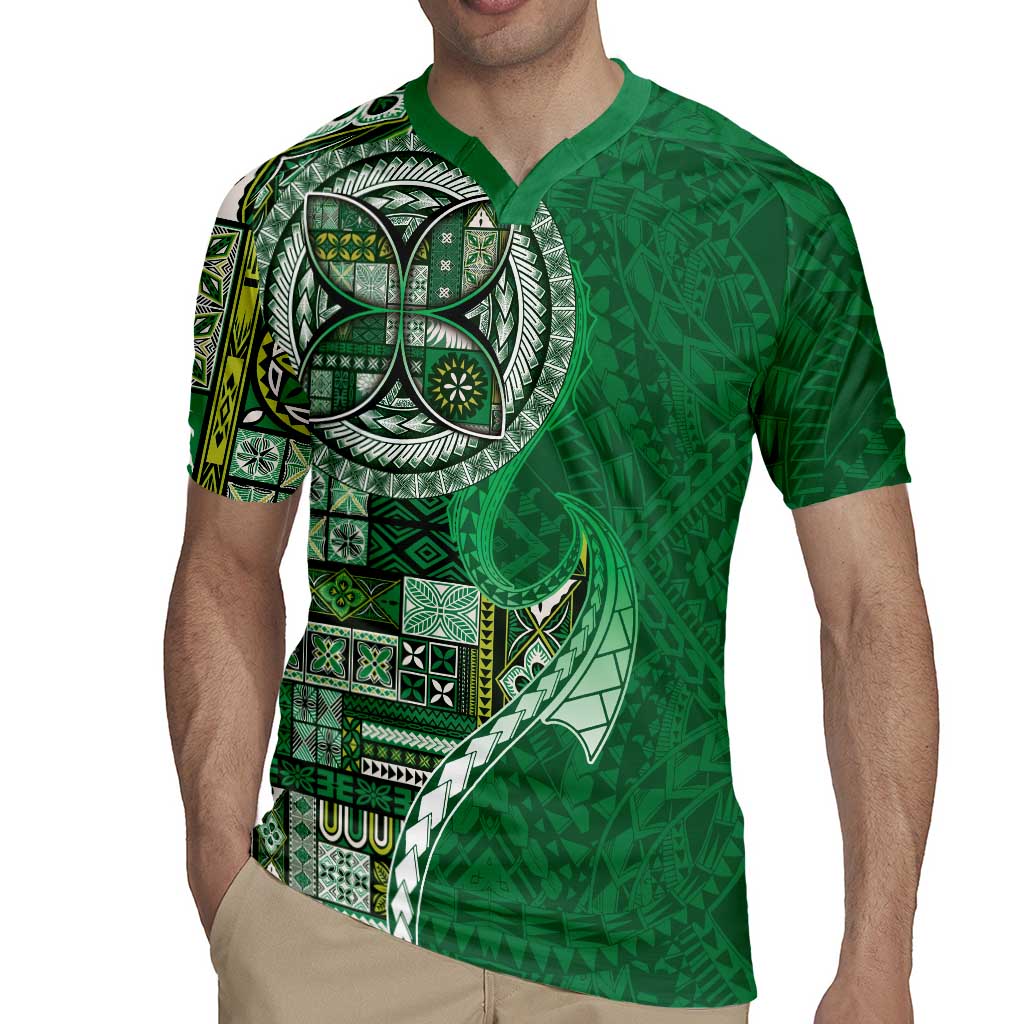 Samoan Siapo Art Tattoo Polynesian Pattern Rugby Jersey Green Color LT03 - Polynesian Pride