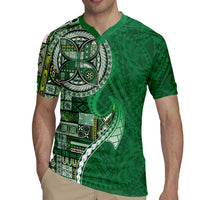 Samoan Siapo Art Tattoo Polynesian Pattern Rugby Jersey Green Color LT03 - Polynesian Pride