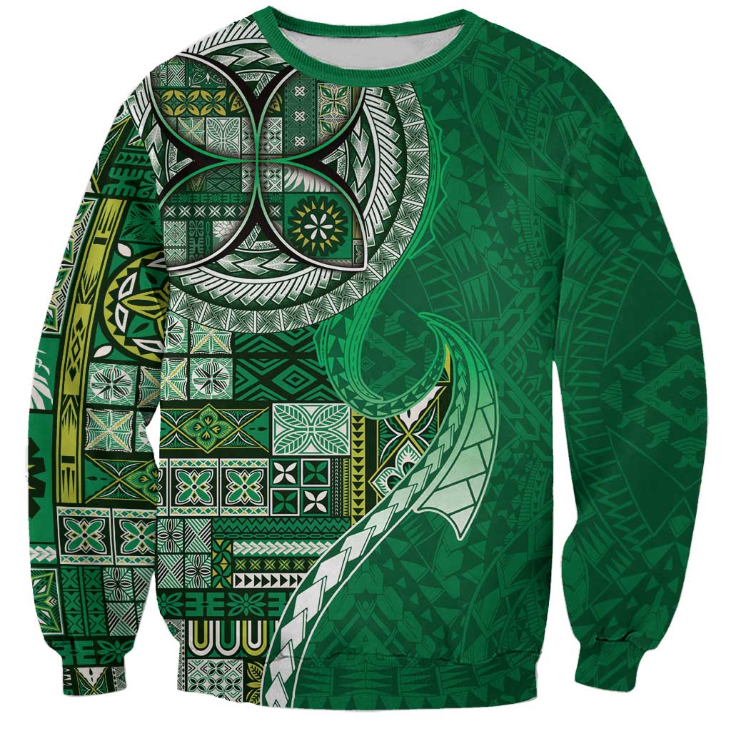 Samoan Siapo Art Tattoo Polynesian Pattern Sweatshirt Green Color - Polynesian Pride