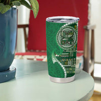 Samoan Siapo Art Tattoo Polynesian Pattern Tumbler Cup Green Color - Polynesian Pride