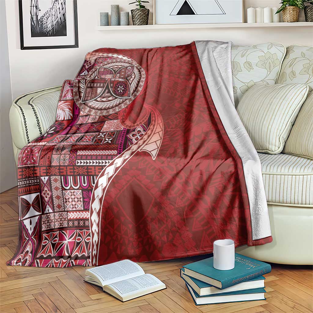 Samoan Siapo Art Tattoo Polynesian Pattern Blanket Red Color - Polynesian Pride