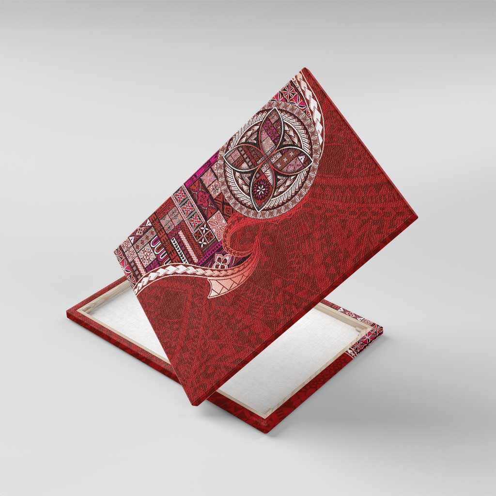 Samoan Siapo Art Tattoo Polynesian Pattern Canvas Wall Art Red Color - Polynesian Pride