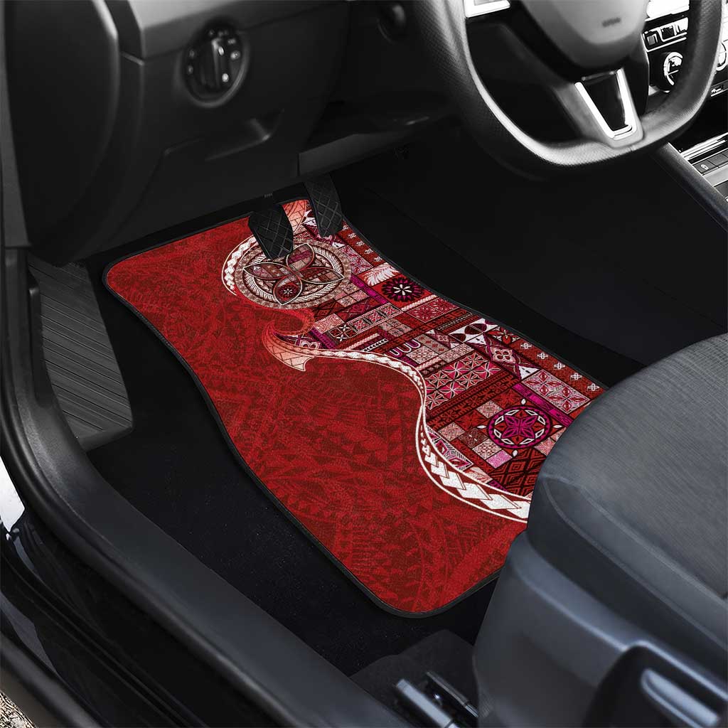Samoan Siapo Art Tattoo Polynesian Pattern Car Mats Red Color - Polynesian Pride