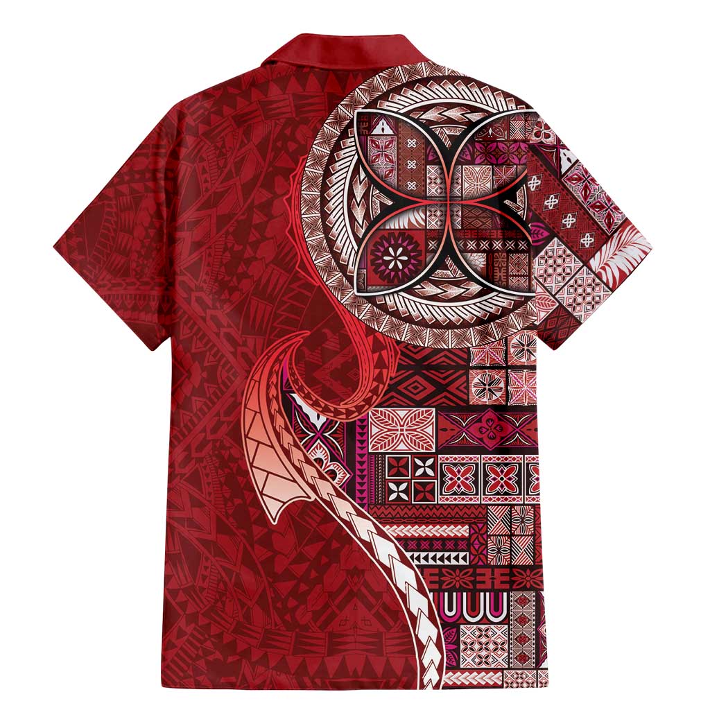Samoan Siapo Art Tattoo Polynesian Pattern Family Matching Mermaid Dress and Hawaiian Shirt Red Color LT03 - Polynesian Pride