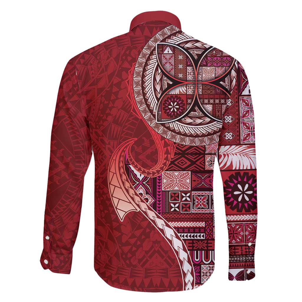 Samoan Siapo Art Tattoo Polynesian Pattern Family Matching Mermaid Dress and Hawaiian Shirt Red Color LT03 - Polynesian Pride