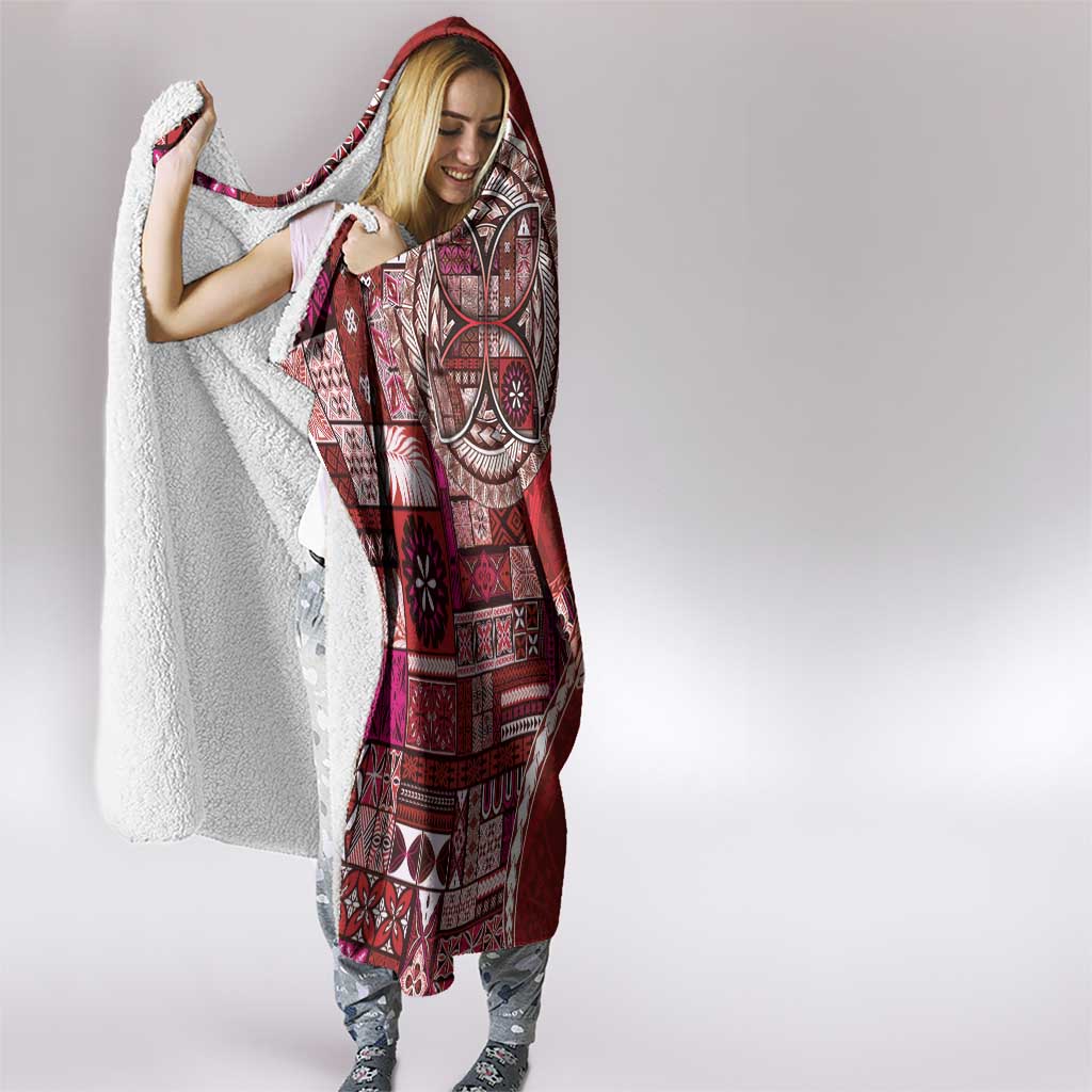 Samoan Siapo Art Tattoo Polynesian Pattern Hooded Blanket Red Color - Polynesian Pride