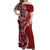 Samoan Siapo Art Tattoo Polynesian Pattern Off Shoulder Maxi Dress Red Color - Polynesian Pride