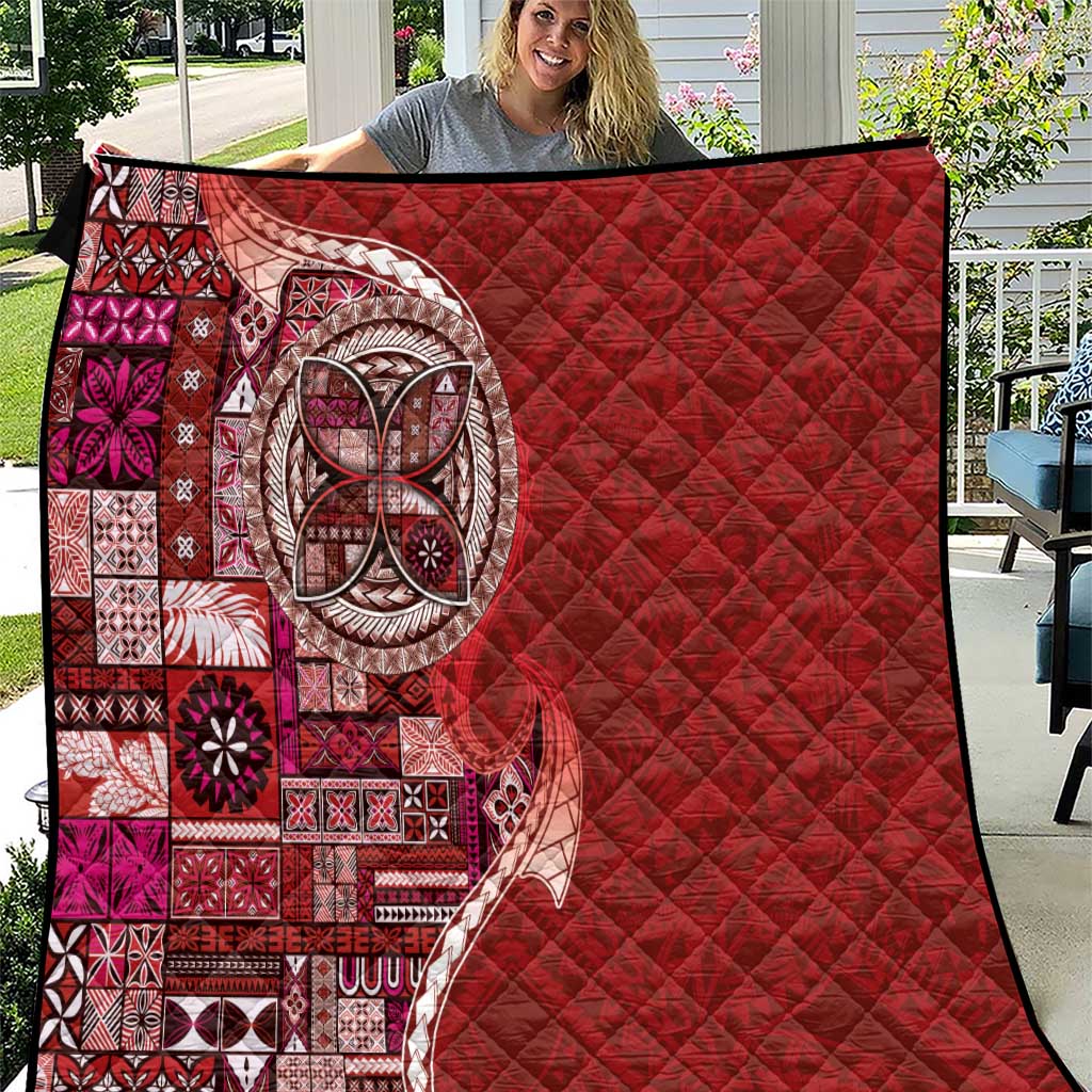 Samoan Siapo Art Tattoo Polynesian Pattern Quilt Red Color - Polynesian Pride