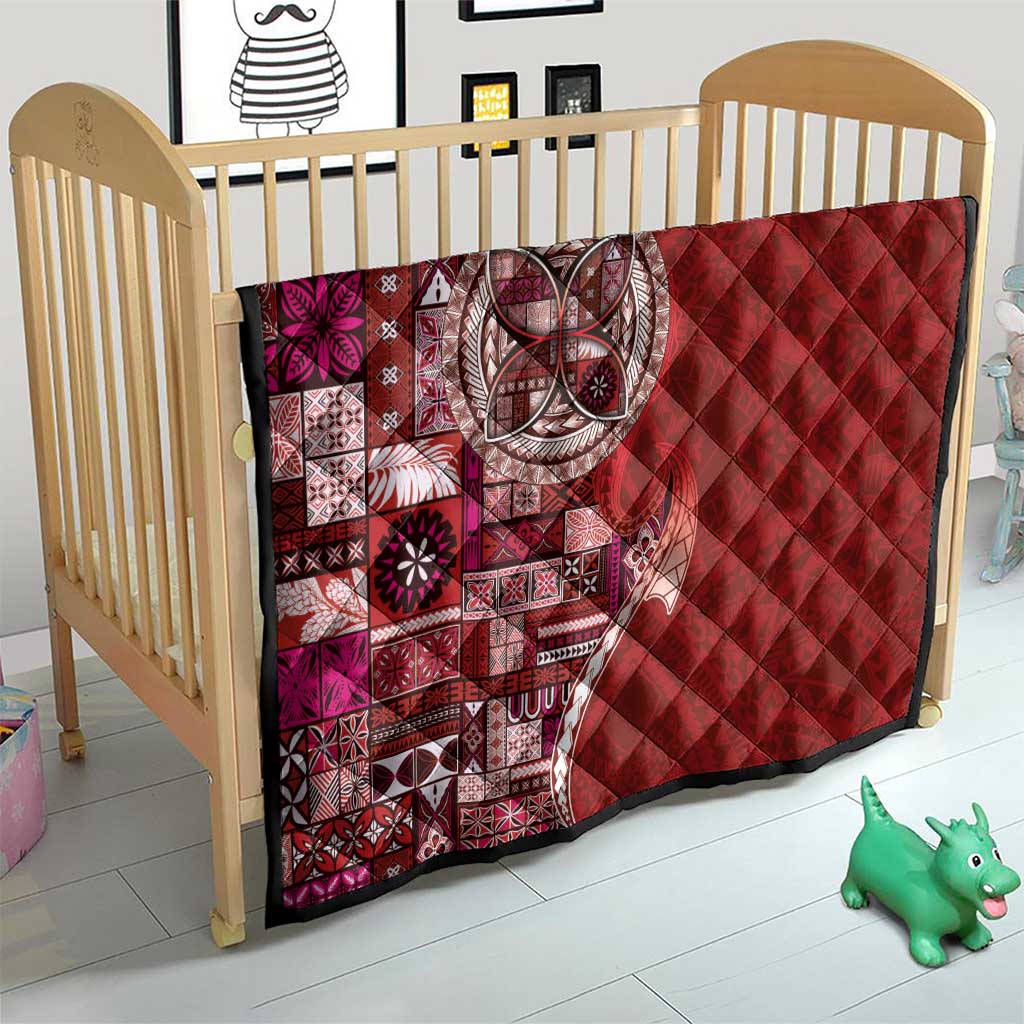 Samoan Siapo Art Tattoo Polynesian Pattern Quilt Red Color - Polynesian Pride