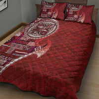 Samoan Siapo Art Tattoo Polynesian Pattern Quilt Bed Set Red Color - Polynesian Pride