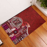 Samoan Siapo Art Tattoo Polynesian Pattern Rubber Doormat Red Color - Polynesian Pride