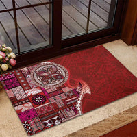 Samoan Siapo Art Tattoo Polynesian Pattern Rubber Doormat Red Color - Polynesian Pride