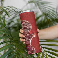 Samoan Siapo Art Tattoo Polynesian Pattern Skinny Tumbler Red Color - Polynesian Pride