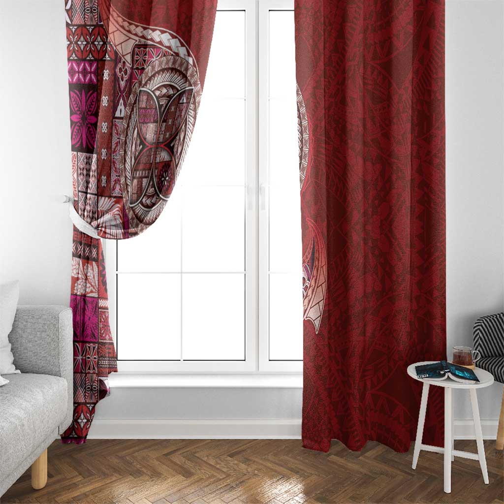 Samoan Siapo Art Tattoo Polynesian Pattern Window Curtain Red Color - Polynesian Pride