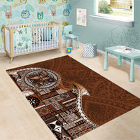 Samoan Siapo Art Tattoo Polynesian Pattern Area Rug Brown Color - Polynesian Pride