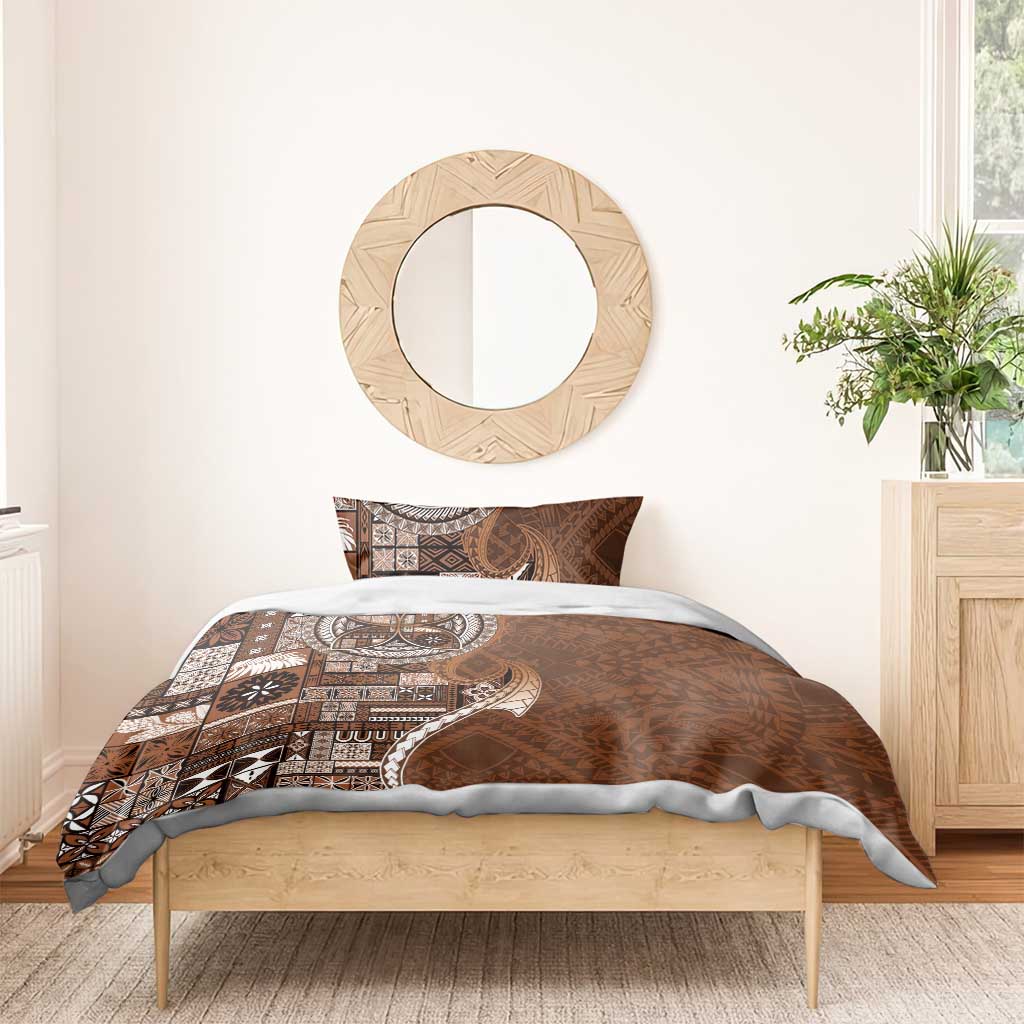 Samoan Siapo Art Tattoo Polynesian Pattern Bedding Set Brown Color - Polynesian Pride