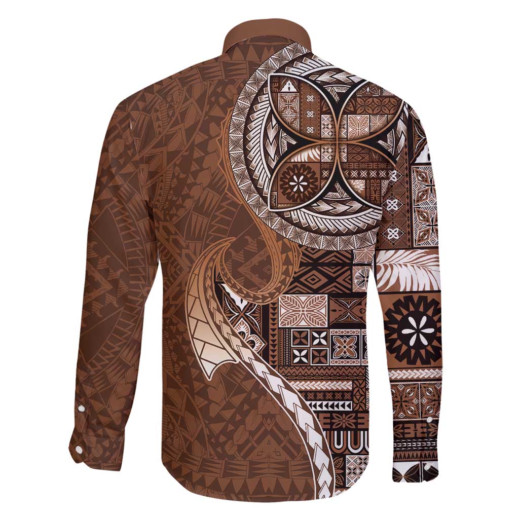 Samoan Siapo Art Tattoo Polynesian Pattern Family Matching Mermaid Dress and Hawaiian Shirt Brown Color LT03 - Polynesian Pride