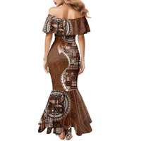 Samoan Siapo Art Tattoo Polynesian Pattern Family Matching Mermaid Dress and Hawaiian Shirt Brown Color LT03 - Polynesian Pride