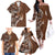 Samoan Siapo Art Tattoo Polynesian Pattern Family Matching Off The Shoulder Long Sleeve Dress and Hawaiian Shirt Brown Color - Polynesian Pride