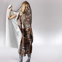 Samoan Siapo Art Tattoo Polynesian Pattern Hooded Blanket Brown Color - Polynesian Pride
