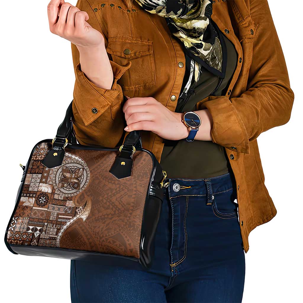 Samoan Siapo Art Tattoo Polynesian Pattern Shoulder Handbag Brown Color - Polynesian Pride