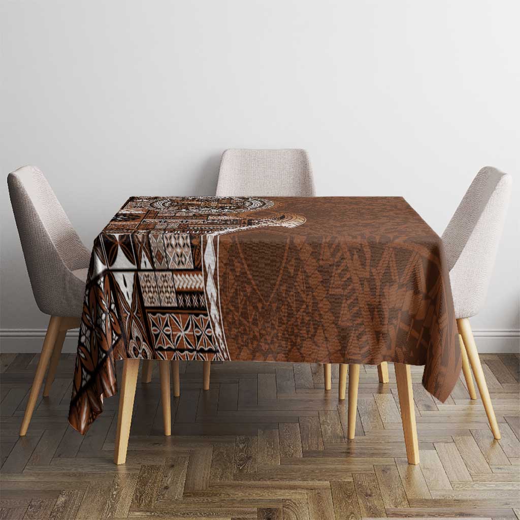 Samoan Siapo Art Tattoo Polynesian Pattern Tablecloth Brown Color - Polynesian Pride