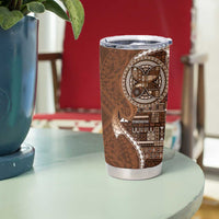Samoan Siapo Art Tattoo Polynesian Pattern Tumbler Cup Brown Color - Polynesian Pride