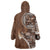 Samoan Siapo Art Tattoo Polynesian Pattern Wearable Blanket Hoodie Brown Color - Polynesian Pride