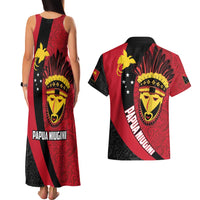 Papua New Guinea Mask Festival Couples Matching Tank Maxi Dress and Hawaiian Shirt Papua Niugini Tribe Mask Melanesian Pattern