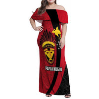 Papua New Guinea Mask Festival Family Matching Off Shoulder Maxi Dress and Hawaiian Shirt Papua Niugini Tribe Mask Melanesian Pattern LT03 Mom's Dress Red - Polynesian Pride