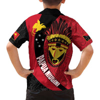 Papua New Guinea Mask Festival Family Matching Off Shoulder Short Dress and Hawaiian Shirt Papua Niugini Tribe Mask Melanesian Pattern LT03 - Polynesian Pride