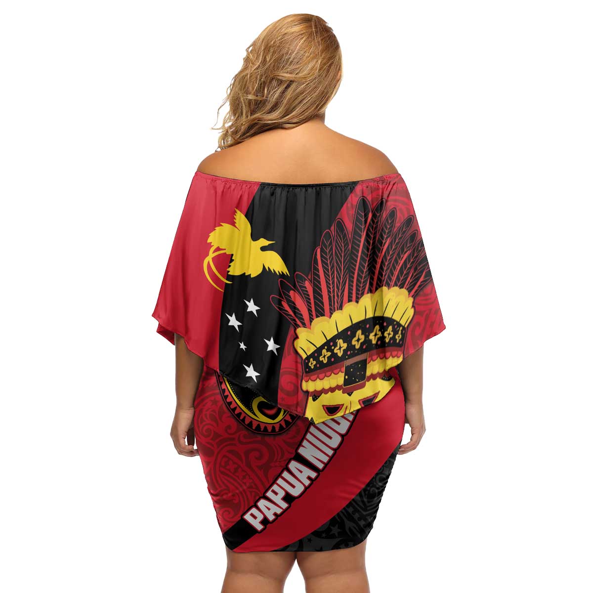 Papua New Guinea Mask Festival Family Matching Off Shoulder Short Dress and Hawaiian Shirt Papua Niugini Tribe Mask Melanesian Pattern LT03 - Polynesian Pride