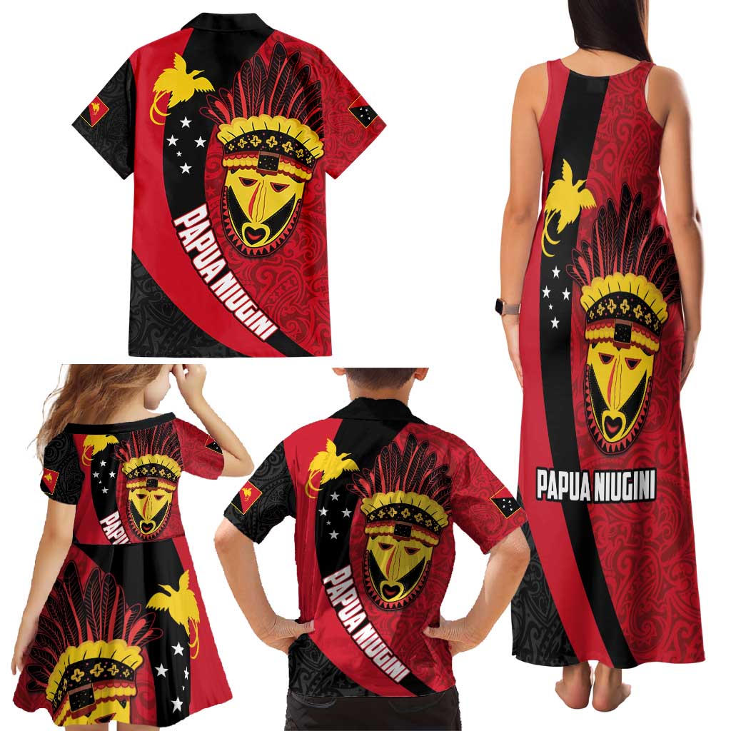 Papua New Guinea Mask Festival Family Matching Tank Maxi Dress and Hawaiian Shirt Papua Niugini Tribe Mask Melanesian Pattern LT03 - Polynesian Pride