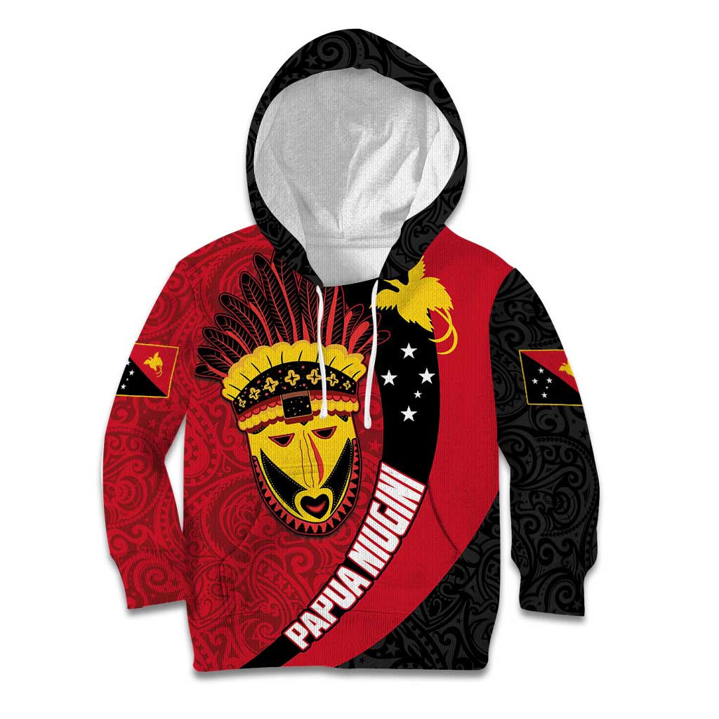 Papua New Guinea Mask Festival Kid Hoodie Papua Niugini Tribe Mask Melanesian Pattern LT03 Hoodie Red - Polynesian Pride