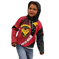 Papua New Guinea Mask Festival Kid Hoodie Papua Niugini Tribe Mask Melanesian Pattern