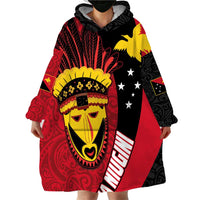 Papua New Guinea Mask Festival Wearable Blanket Hoodie Papua Niugini Tribe Mask Melanesian Pattern LT03 - Polynesian Pride