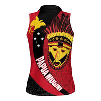 Papua New Guinea Mask Festival Women Sleeveless Polo Shirt Papua Niugini Tribe Mask Melanesian Pattern
