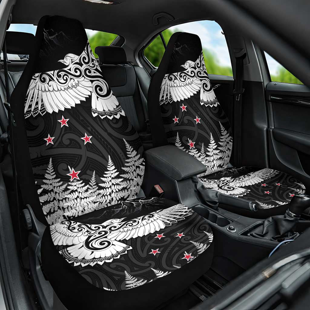 New Zealand Kea Bird Car Seat Cover Maori Tattoo and Silver Fern Black Color LT03 One Size Black - Polynesian Pride