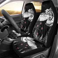 New Zealand Kea Bird Car Seat Cover Maori Tattoo and Silver Fern Black Color LT03 - Polynesian Pride