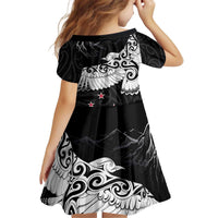 New Zealand Kea Bird Family Matching Puletasi and Hawaiian Shirt Maori Tattoo and Silver Fern Black Color LT03 - Polynesian Pride