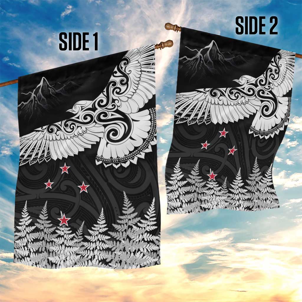 New Zealand Kea Bird Garden Flag Maori Tattoo and Silver Fern Black Color LT03 - Polynesian Pride