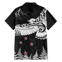 New Zealand Kea Bird Hawaiian Shirt Maori Tattoo and Silver Fern Black Color LT03 - Polynesian Pride