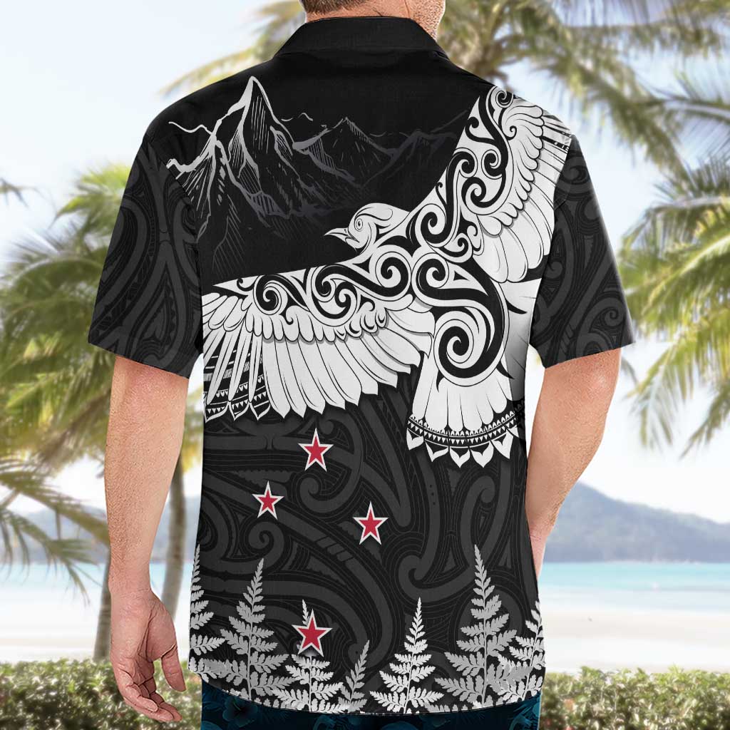 New Zealand Kea Bird Hawaiian Shirt Maori Tattoo and Silver Fern Black Color LT03 - Polynesian Pride