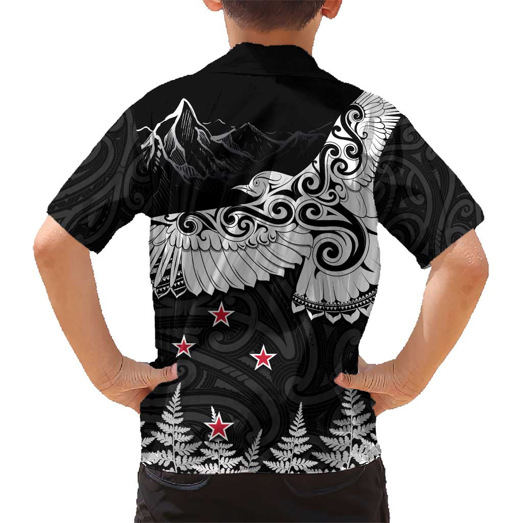 New Zealand Kea Bird Hawaiian Shirt Maori Tattoo and Silver Fern Black Color LT03 - Polynesian Pride