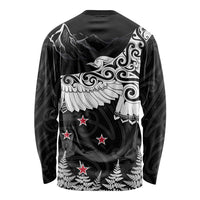 New Zealand Kea Bird Long Sleeve Shirt Maori Tattoo and Silver Fern Black Color LT03 - Polynesian Pride