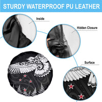 New Zealand Kea Bird Spare Tire Cover Maori Tattoo and Silver Fern Black Color LT03 - Polynesian Pride